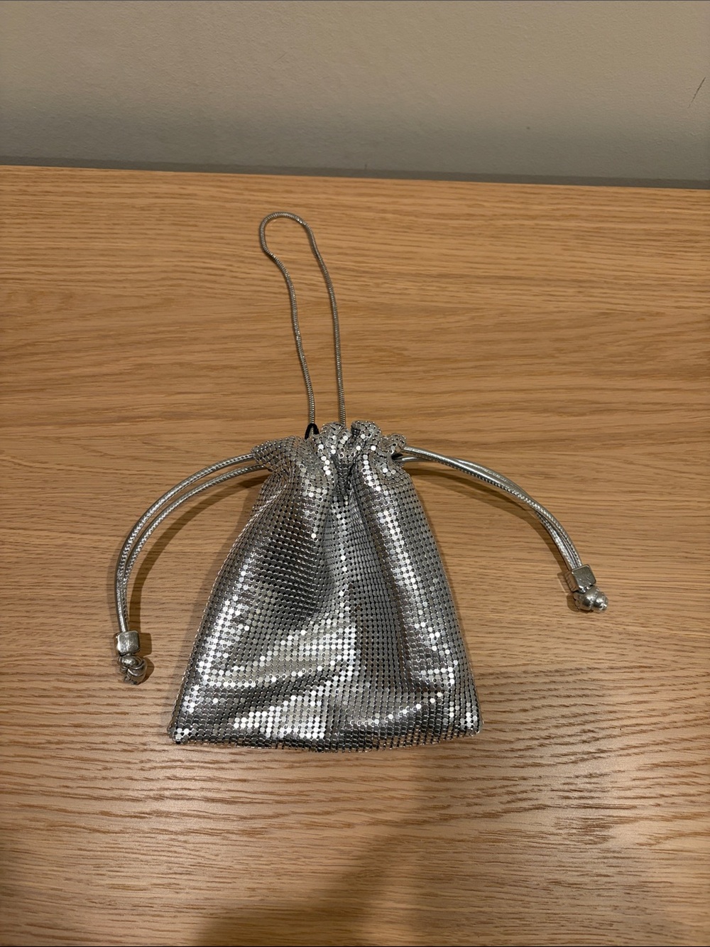 Mango Silver Sequin Drawstring handbag